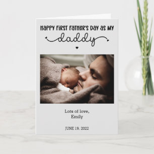 Custom First Father's Day Cute Minimalist Photo Card