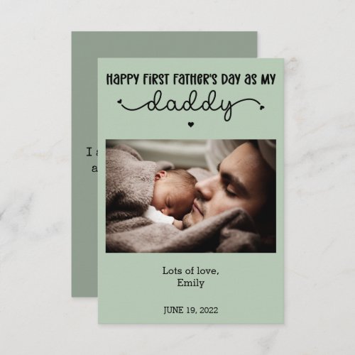 Custom First Fathers Day Cute Minimalist Photo Card