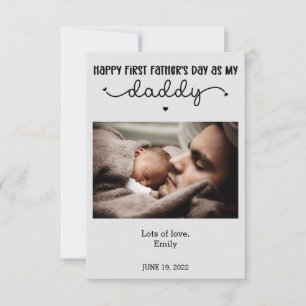 Custom First Father's Day Cute Minimalist Photo Card