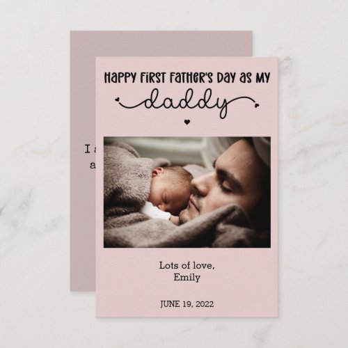 Custom First Fathers Day Cute Minimalist Photo Card