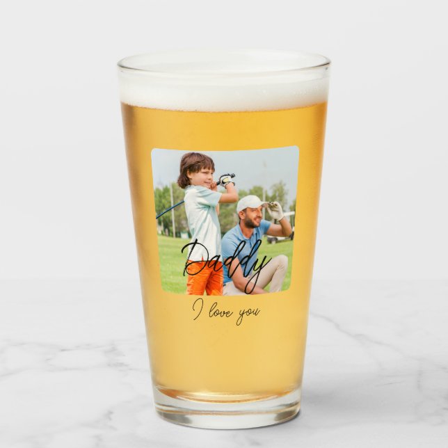 Custom First Father's Day Cute Minimalist Photo Gl Glass (Front Filled)