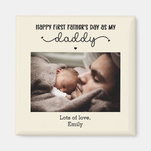Custom First Father's Day Cute Minimalist Photo Magnet