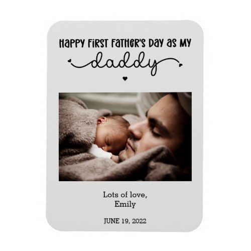 Custom First Fathers Day Cute Minimalist Photo Magnet