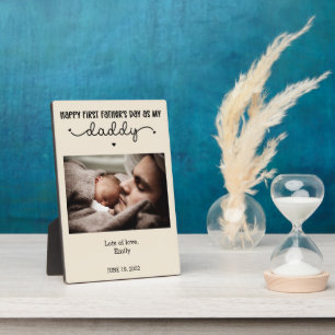 Custom First Father's Day Cute Minimalist Photo Plaque