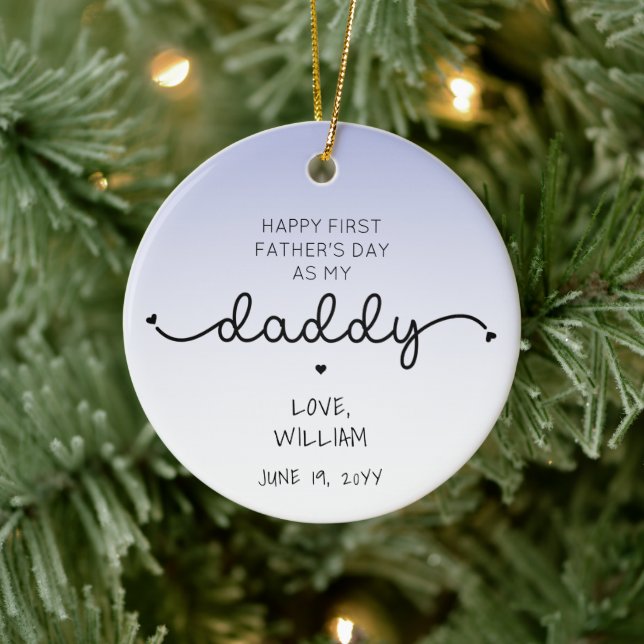 Custom First Father's Day New Daddy Keepsake Gift Ceramic Ornament (Tree)