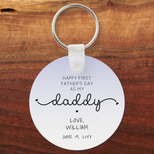 Custom First Father's Day New Daddy Keepsake Gift Keychain (Front)