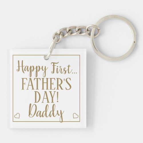 Custom First Fathers Day Photo Daddy Keychain