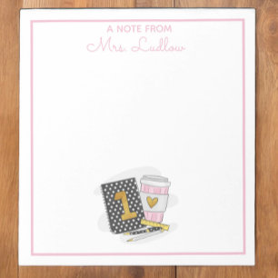 Custom First Grade Teacher Appreciation Black Notepad