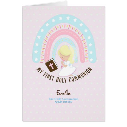 Custom First Holy Communion Cute Blonde Hair Girl 