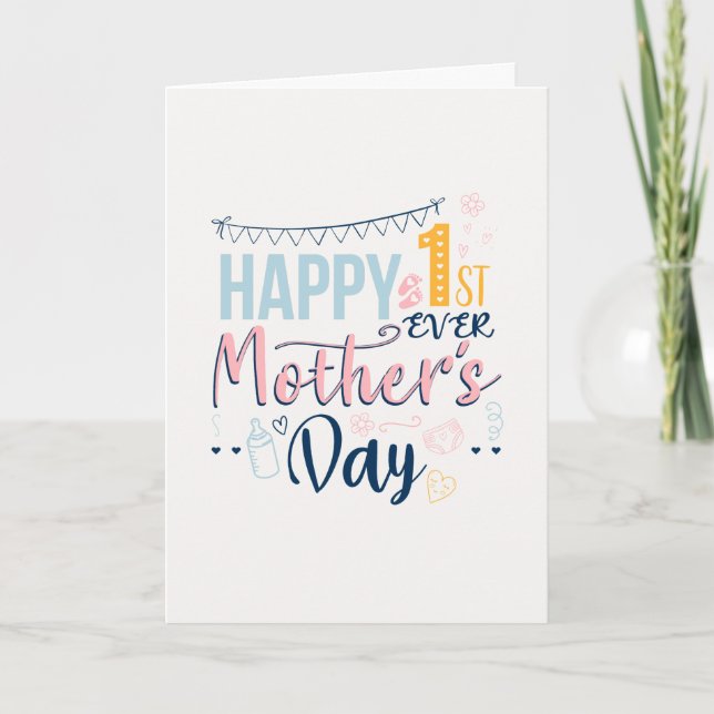 Custom First Mothers Day 1st Time Mom Card (Front)