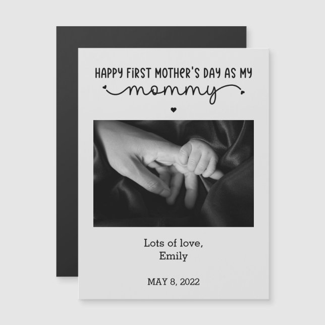 Custom First Mother's Day Cute Minimalist Photo (Front/Back)