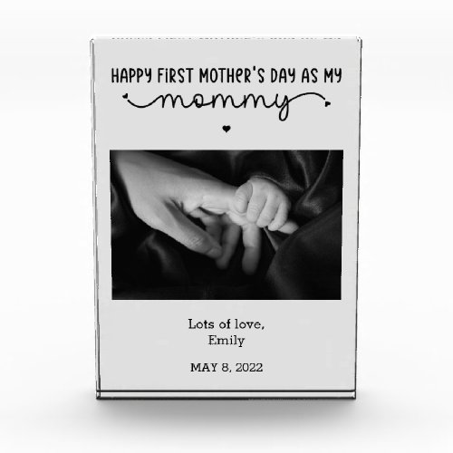 Custom First Mothers Day Cute Minimalist Photo Block