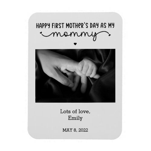 Custom First Mothers Day Cute Minimalist Photo Magnet