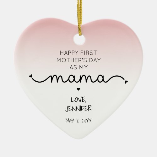 Custom First Mothers Day New Mama Keepsake Gifts Ceramic Ornament