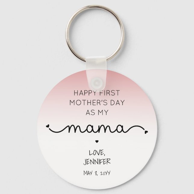 Custom First Mother's Day New Mama Keepsake Gifts Keychain (Front)