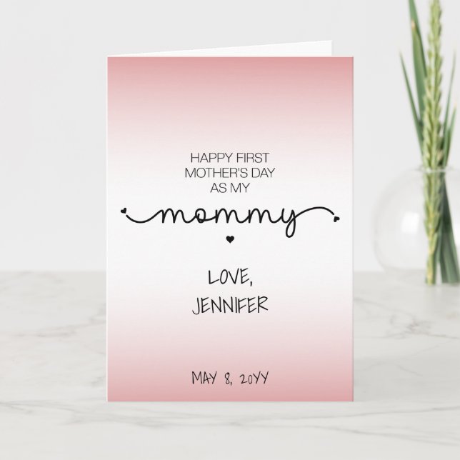 Custom First Mother's Day New Mommy Keepsake Gifts Card (Front)
