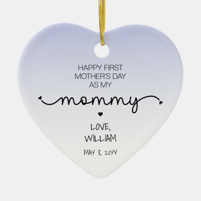 Custom First Mother's Day New Mommy Keepsake Gifts Ceramic Ornament (Front)
