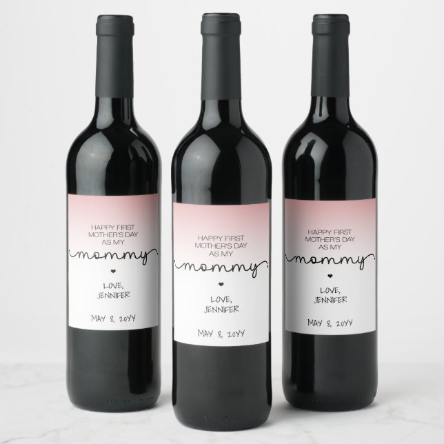 Custom First Mother's Day New Mommy Keepsake Gifts Wine Label (Bottles)