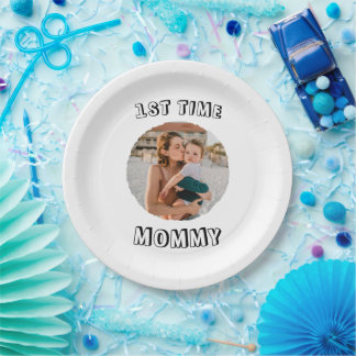 Custom First time 1st Mum Mommy Mother's card Paper Plates