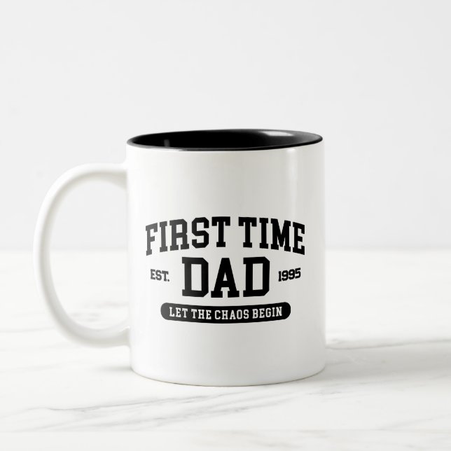 Custom First Time Dad Funny New Dad Father's Day Two-Tone Coffee Mug (Left)