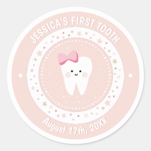 Custom First Tooth Baby Girl Milestone Sticker