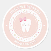 Custom First Tooth Baby Girl Milestone Sticker