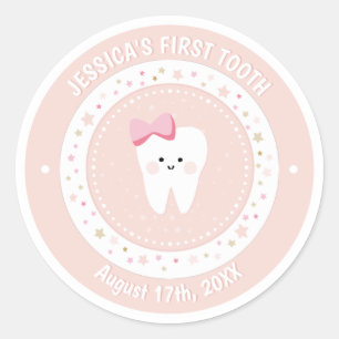 Custom First Tooth Baby Girl Milestone Sticker