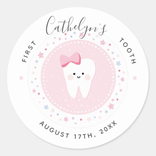 Custom First Tooth Baby Girl Milestone Sticker