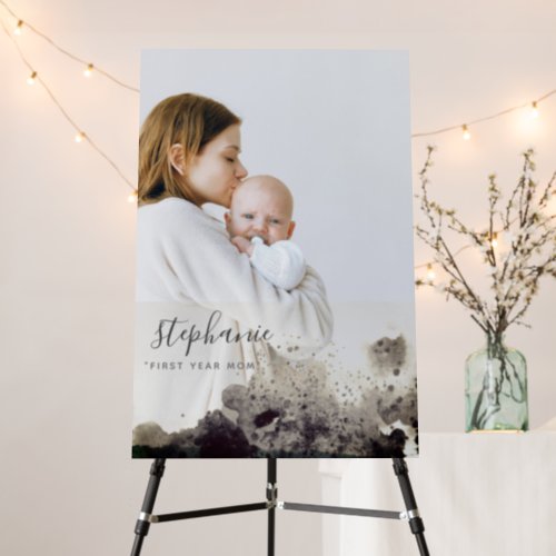 Custom First Year mom Photo Sparkling Overlay Foam Board