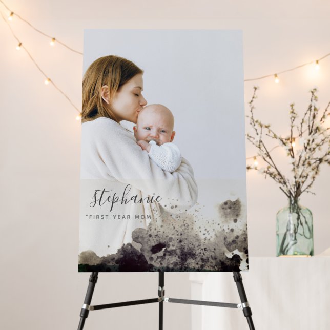 Custom First Year mom Photo Sparkling Overlay Foam Board (In Situ (Stand))