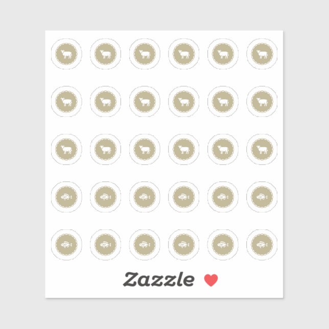 Custom Fish Beef Wedding Guests Meal Choice TM26 Sticker (Sheet)
