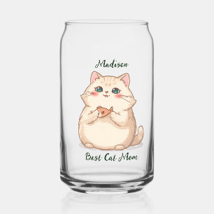 Custom Fish cat Mom Gift Personalized name Can Glass