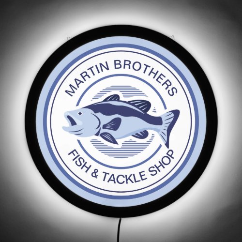 Custom Fish Tackle Shop Blue Bass Fisherman LED Sign