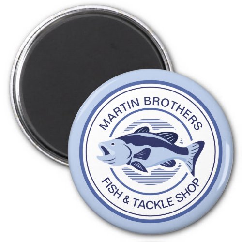 Custom Fish Tackle Shop Blue Bass Fisherman Magnet