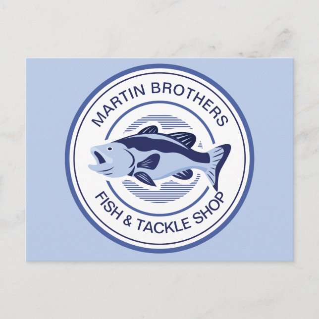 Custom Fish Tackle Shop Blue Bass Grand Opening Postcard (Front)