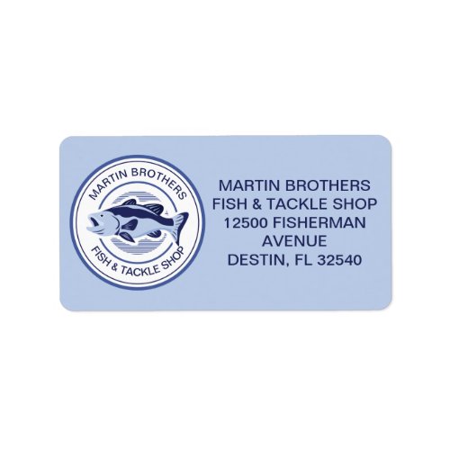 Custom Fish Tackle Shop Blue Bass Return Address Label