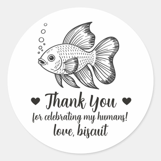 Custom Fish Wedding Favor Stickers (Front)
