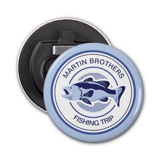 Custom Fisherman Blue Bass Fish Bottle Opener (Front)