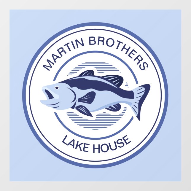 Custom Fisherman Blue Bass Fish Wall Decal (Front)