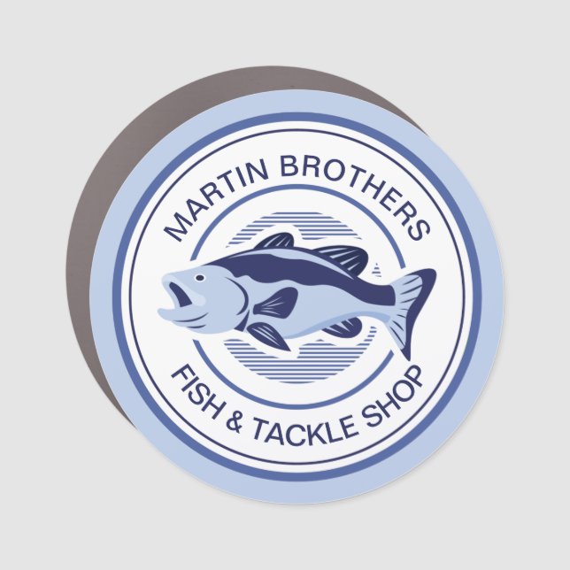 Custom Fisherman Blue Bass Fishing Car Magnet (Front)