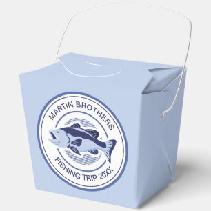 Custom Fisherman Party Blue Bass Fish Favor Boxes