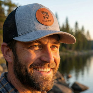 Custom Fishing Company Logo Personalized Text Leather Patch Hat