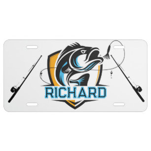 Custom Fishing Enthusiast with Personalized Name License Plate