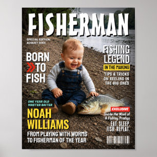 Custom Fishing Magazine Cover, Fun Kids Fishing Poster