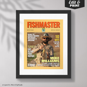 Custom Fishing Magazine Cover, Gift for Fisherman Poster