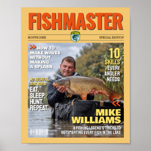 Custom Fishing Magazine Cover, Gift for Fisherman Poster
