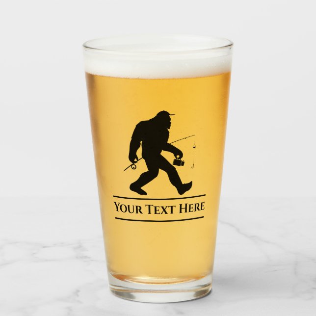 Custom Fishing Sasquatch Funny Beer Glass Tumblr (Front Filled)