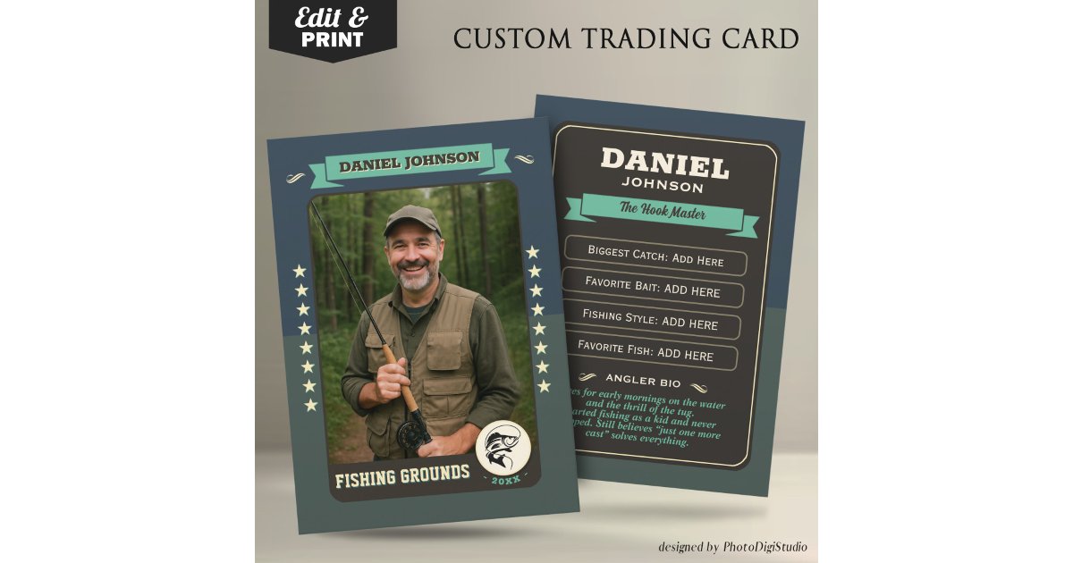 Custom Fishing Trading Card, Fisherman Card Gifts | Zazzle