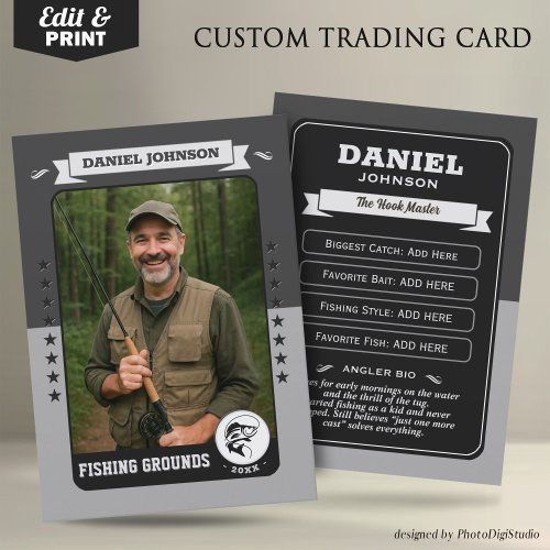 Custom Fishing Trading Card, Fisherman Card Gifts