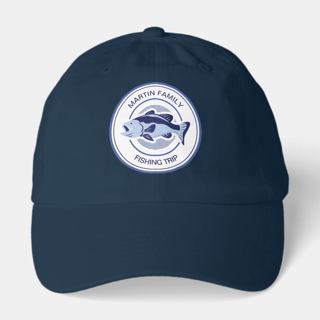 Custom Fishing Trip Blue Fisherman Hat (Front)